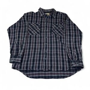 Cabela's Plaid Flannel Button-Up Shirt Black Red Mens 2XL Tall